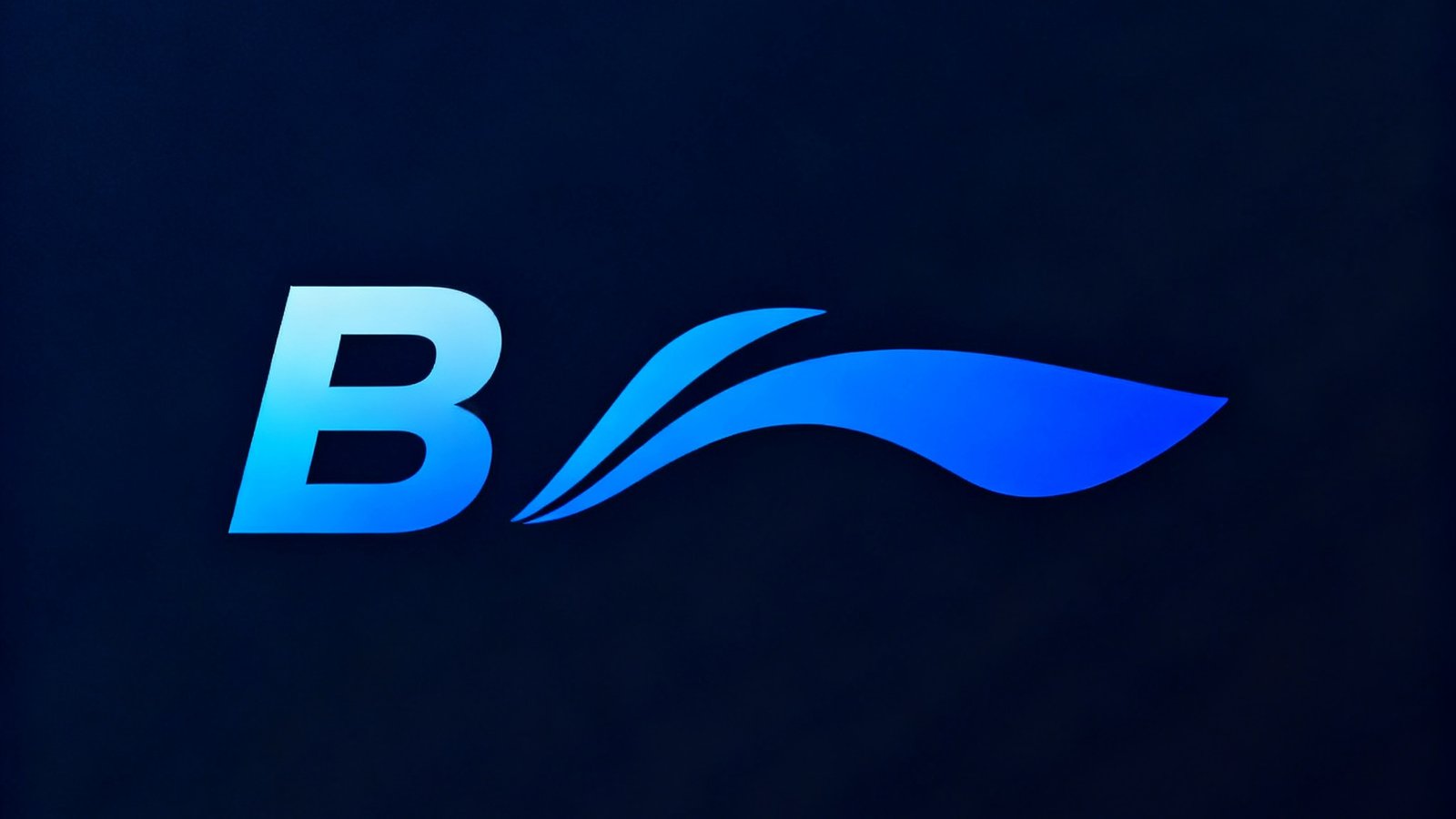 合作伙伴B品牌标志：蓝色渐变文字LOGO搭配抽象运动符号